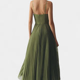 Ottilie Pleated Chiffon Dress with Sculpted Corset and Heart Neckline