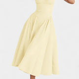 Felicity Midi Dress with Corset and No Sleeves